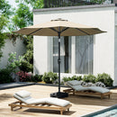 Garden Sanctuary Large Solar Powered LED Patio Umbrella for Outdoor Garden Patio with Base