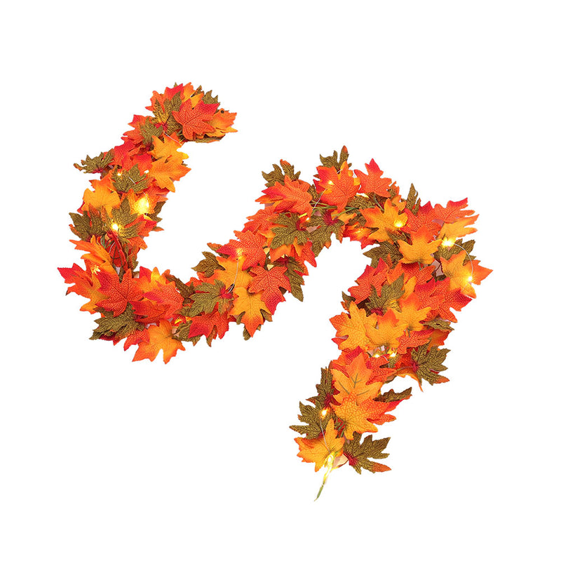 2m Maple Leaf Garland with Lights