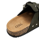 Closed-Toe Slip-On Mules Sandals - Dark Green