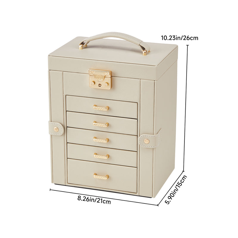 Sheonly Faux Leather Jewellery Storage Box with Mirror