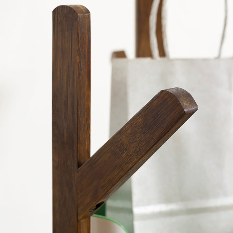 Livingandhome Wooden Coat Rack Stand with 3 Shelves for Entryway