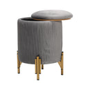 Livingandhome Modern Pleated Storage Ottoman with Metal Base