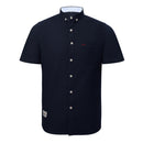 Solid Short Sleeve Shirt With Turn-Down Collar - Navy