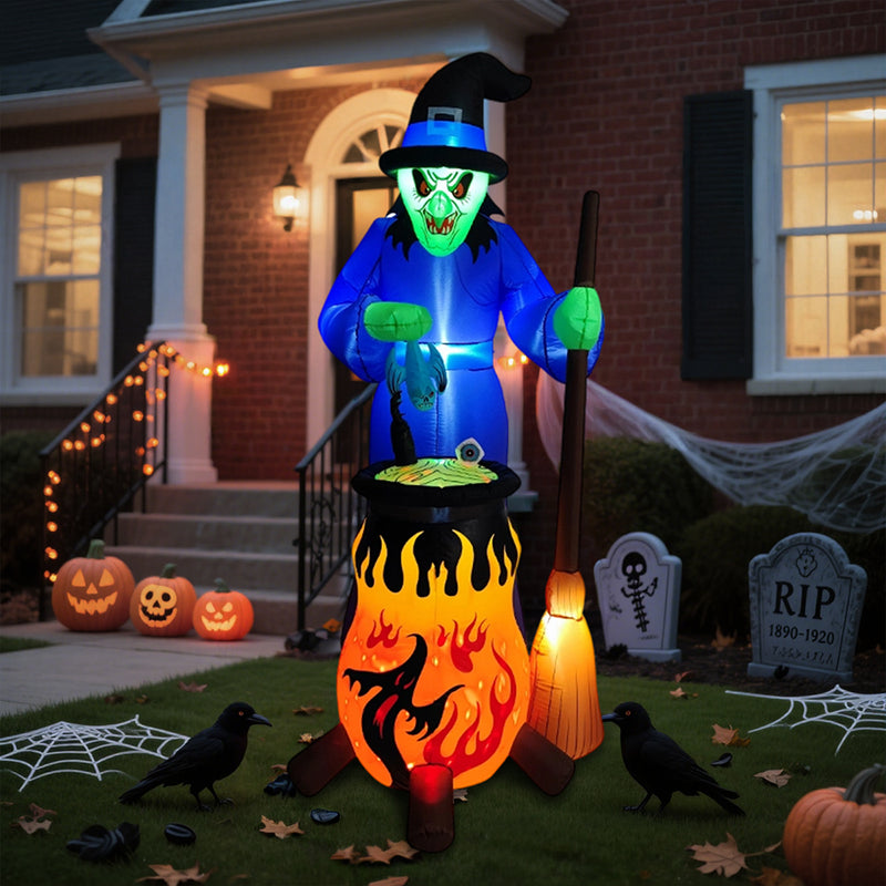 Lifeideas 7ft Halloween Inflatable Witch with Built In LED Lights