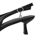 Slingback Pointed Closed Toe Heels Slingback Loafers - Black
