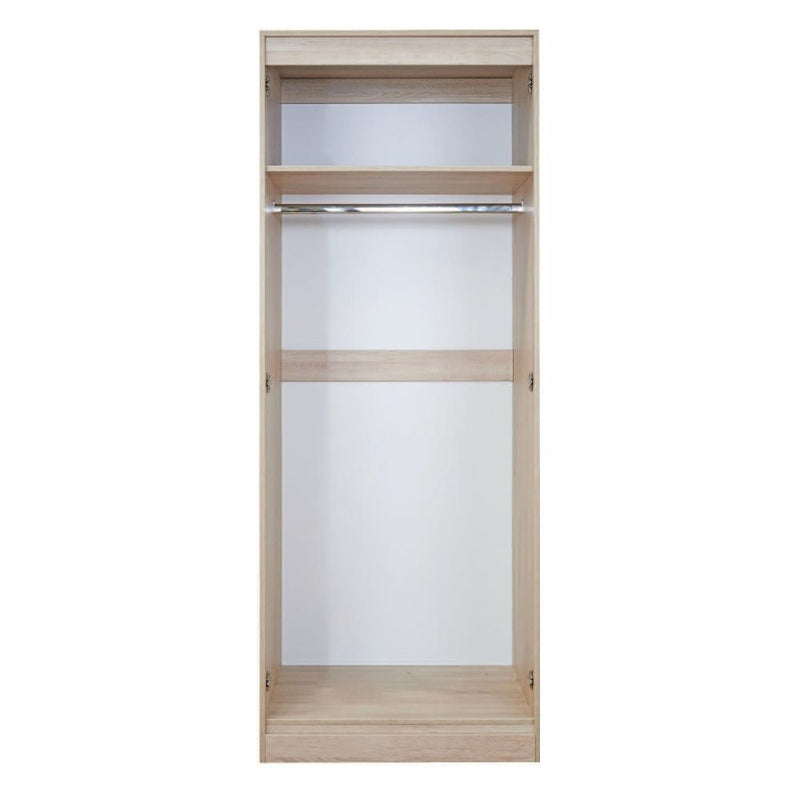 Porto Ready Assembled Wardrobe with 2 Doors  - White Gloss & White