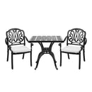 Breeins Black 3-Piece Cast Aluminum Outdoor Dining Set With Cushions