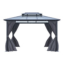12 x 10FT Metal Frame Hardtop Patio Gazebo with Curtains