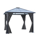10 x 10FT Metal Frame Hardtop Patio Gazebo with Curtains