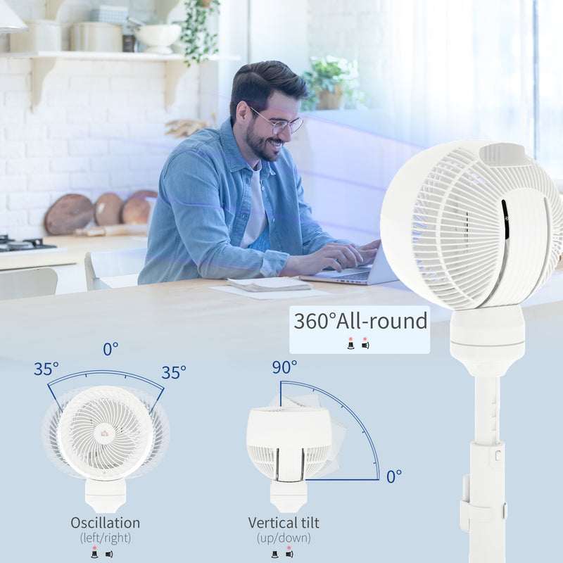 HOMCOM 9 Inch Height Adjustable Air Circulator Fan 70° Oscillating 9 Setting