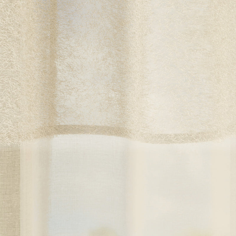Andorra Cream Textured Header Sheer Voile Panels - Pair