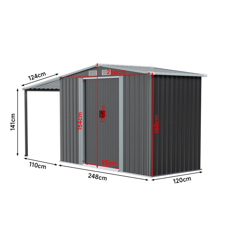 Breeins Outdoor Metal Firewood Storage Shed