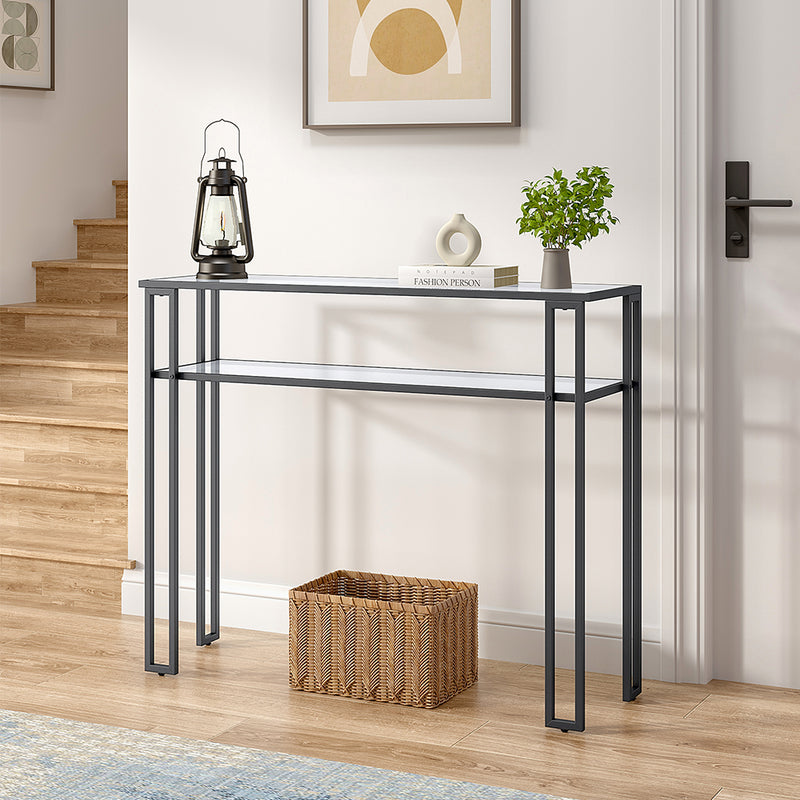 Livingandhome Modern Multi-function Tempered Glass Console Table