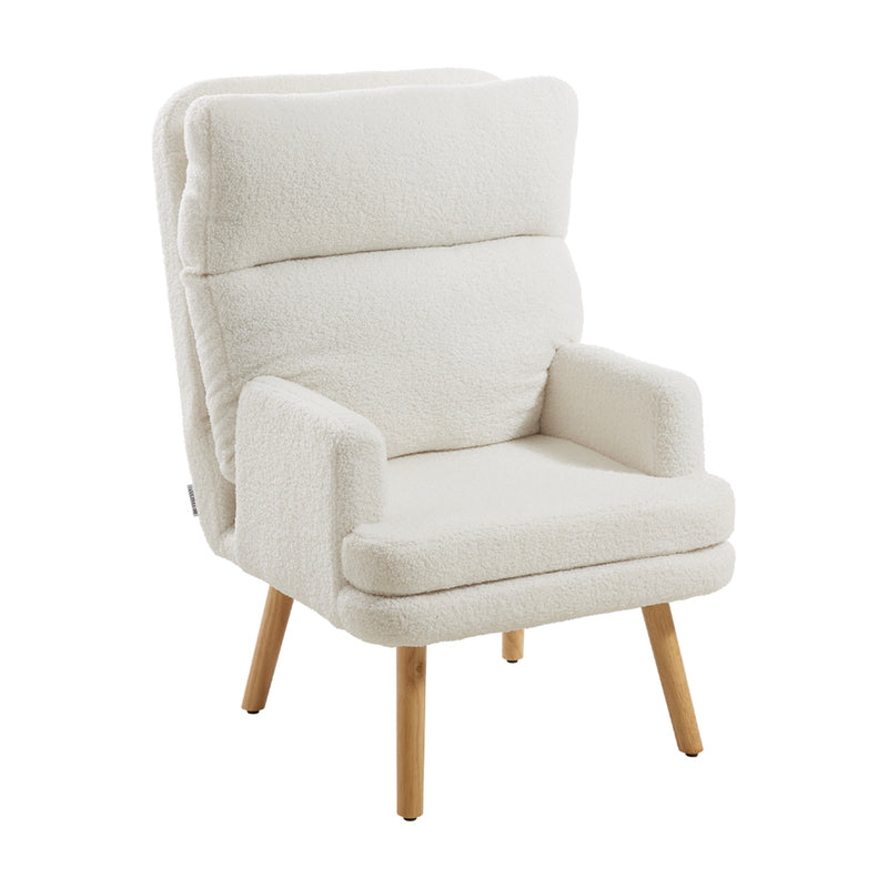 Livingandhome Sherpa Upholstery Lounge Chair and Footstool Set