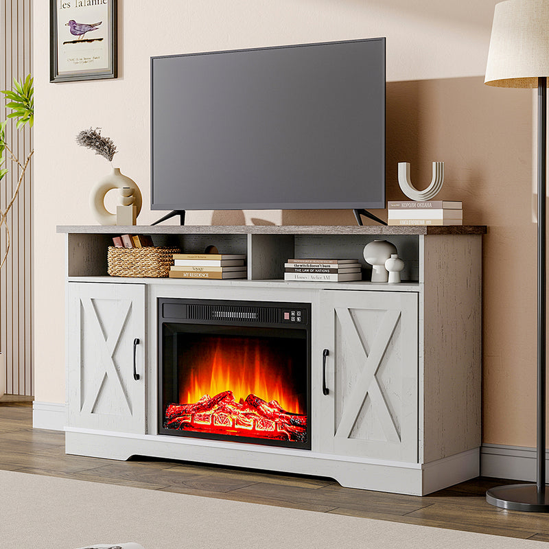 Recessed Electric Fireplace TV Stand with Timer and Remote
