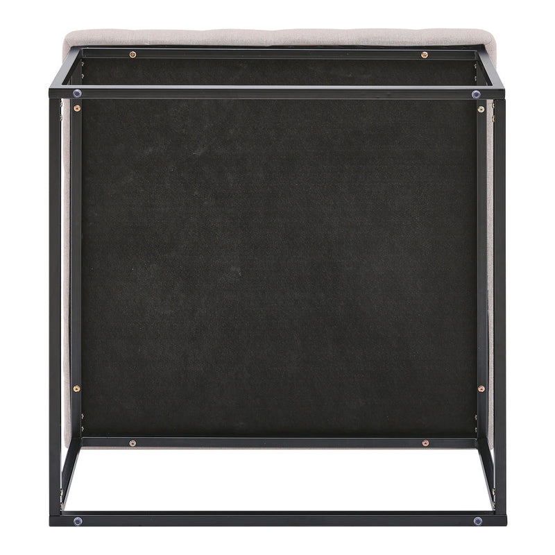 Livingandhome Modern Square Linen Ottoman Stool