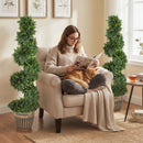 HOMCOM Set Of 2 Potted Artificial Plants, Topiary Spiral Cypressd Trees