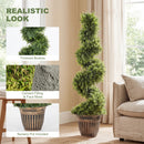 HOMCOM Set Of 2 Potted Artificial Plants, Topiary Spiral Cypressd Trees