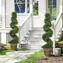 HOMCOM Set Of 2 Potted Artificial Plants, Topiary Spiral Cypressd Trees