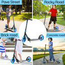 Foldable and Adjustable Kick Scooter with 2 Big Wheels and LED Lights-Blue