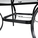 Garden Sanctuary Metallic and Tempered Glass Garden Table with Parasol Hole Outdoor