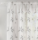 Oasis Grey Embroidered Leaf Design Voile Panels - Pair
