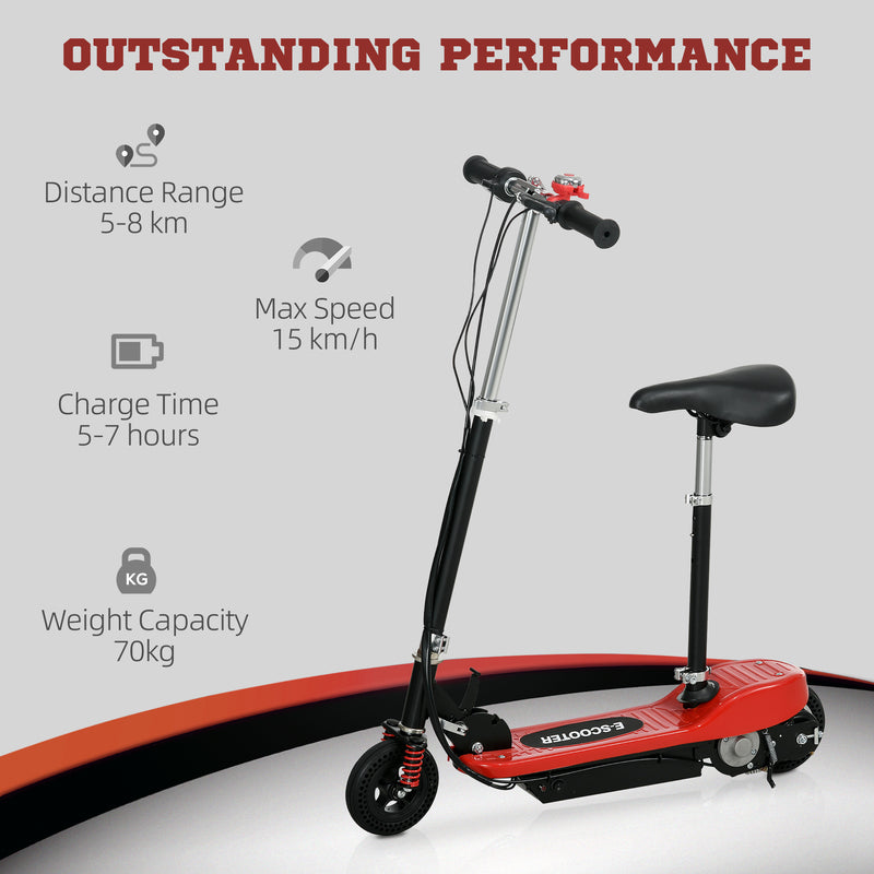 HOMCOM Folding Ride on Powered Scooter w/ Warning Bell for Age 4-14 Years, Red