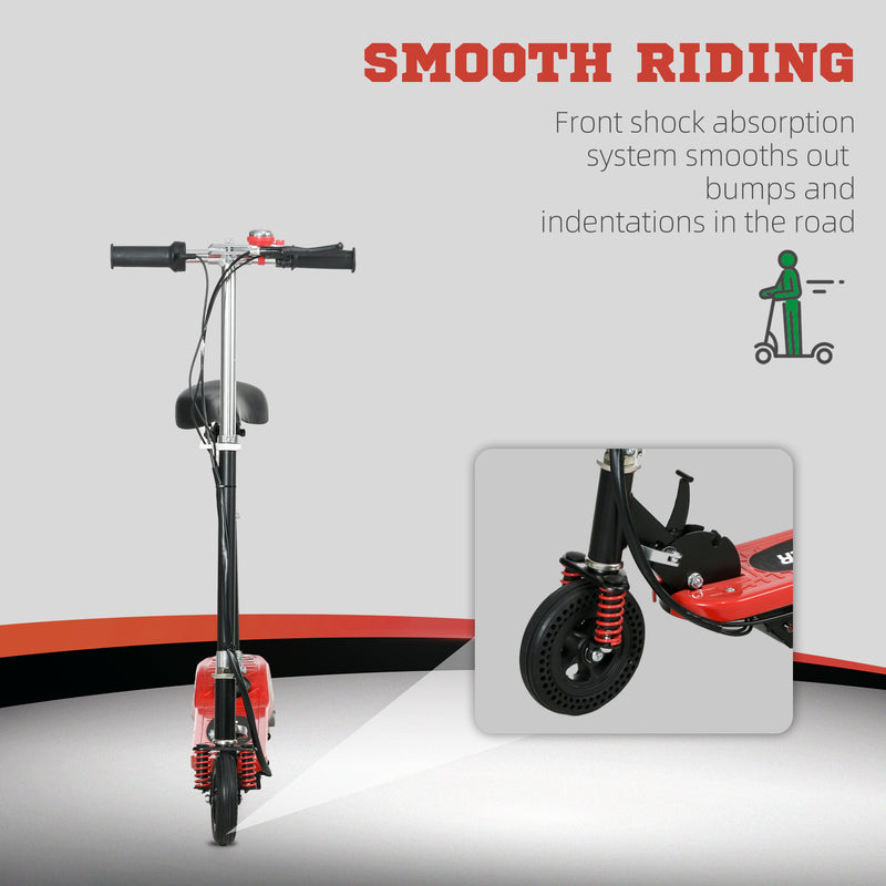 HOMCOM Folding Ride on Powered Scooter w/ Warning Bell for Age 4-14 Years, Red