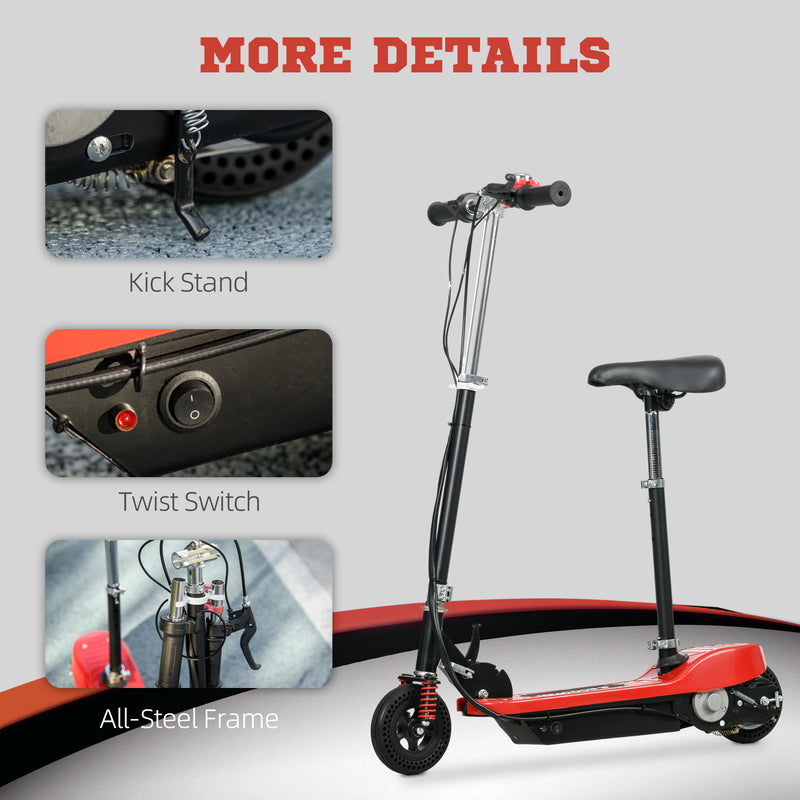 HOMCOM Folding Ride on Powered Scooter w/ Warning Bell for Age 4-14 Years, Red