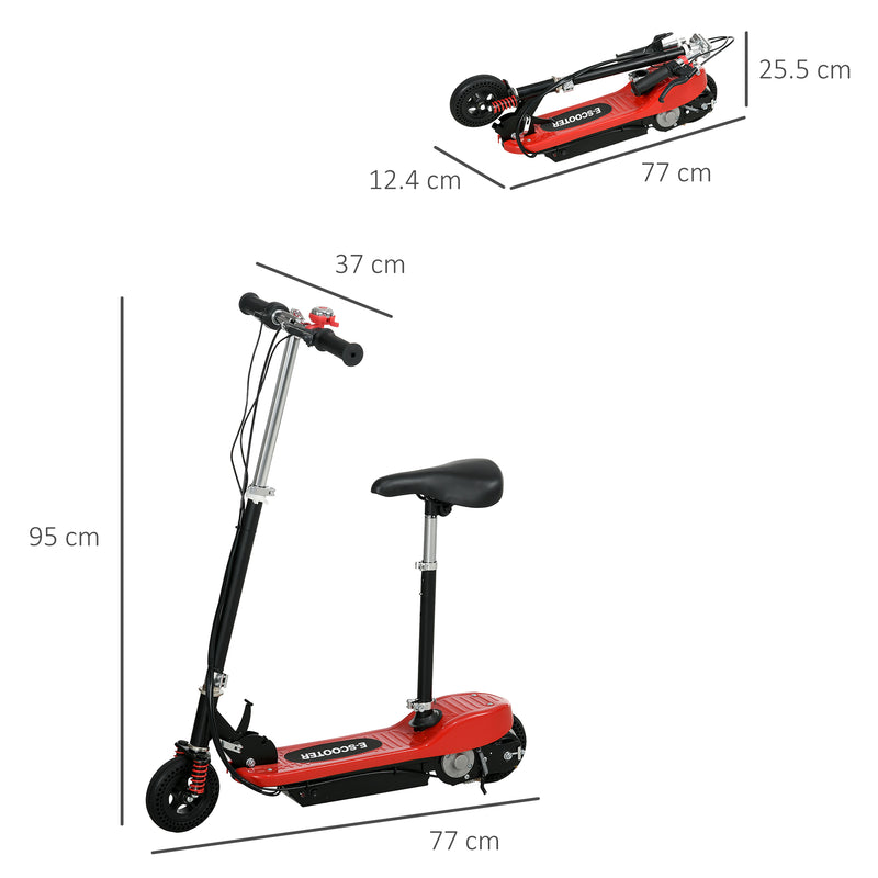 HOMCOM Folding Ride on Powered Scooter w/ Warning Bell for Age 4-14 Years, Red