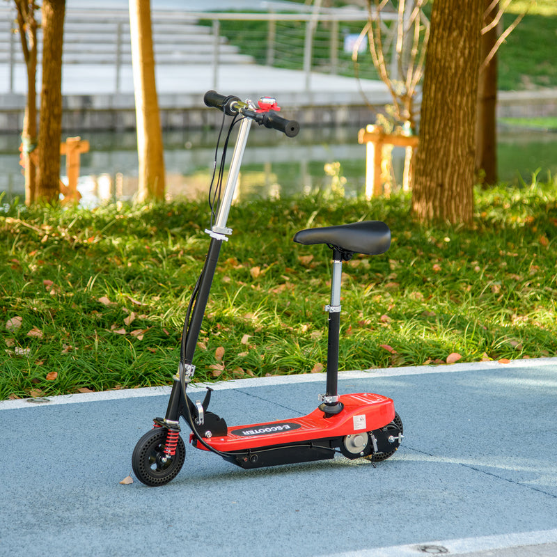 HOMCOM Folding Ride on Powered Scooter w/ Warning Bell for Age 4-14 Years, Red