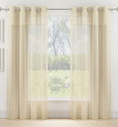 Andorra Cream Textured Header Sheer Voile Panels - Pair
