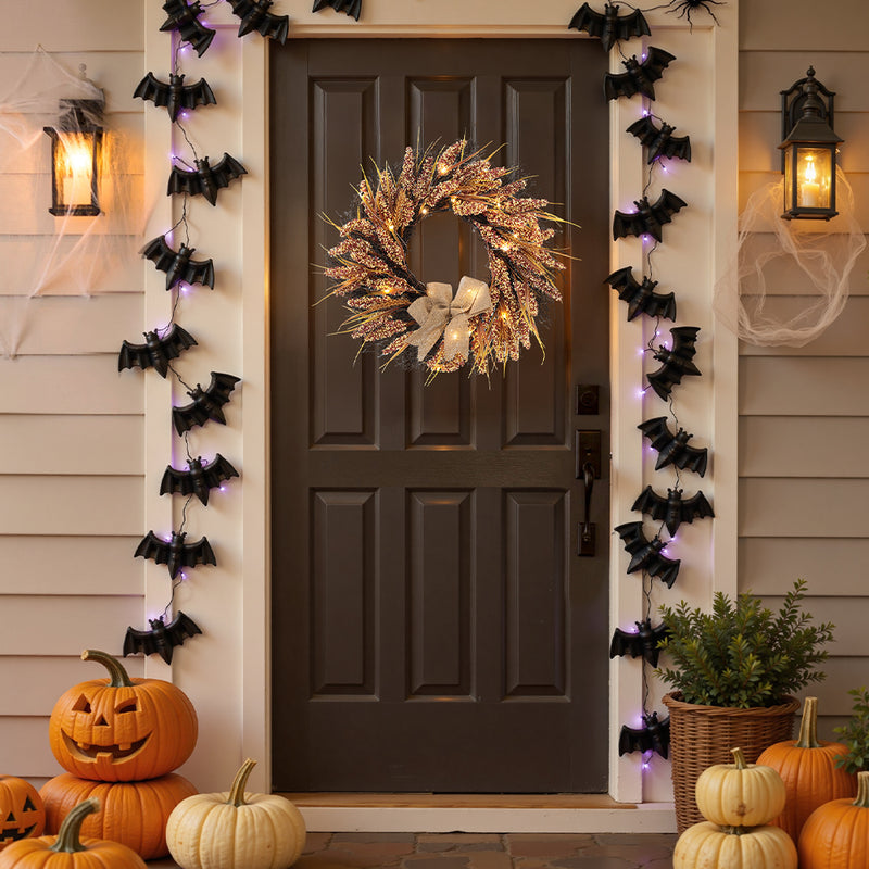LED Golden Wheat Harvest Wreath