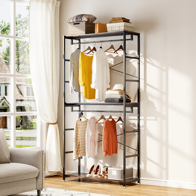 Lifeideas 2 Tier Clothing Rack with Storage Shelves