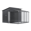 9.7x8.5ft 2-in-1 Metal Garden Storage Shed With Acrylic Greenhouse