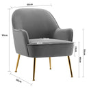 Livingandhome Contemporary Upholstered Comfy Armchair with Gold-Plated Feet