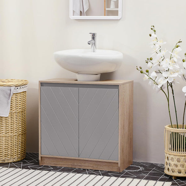 MDF Under-Sink Bathroom Cabinet Shelves Grey
