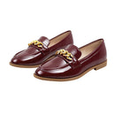 Casual Closed Toe Slip-on Chain Loafers with Low Heel - Red
