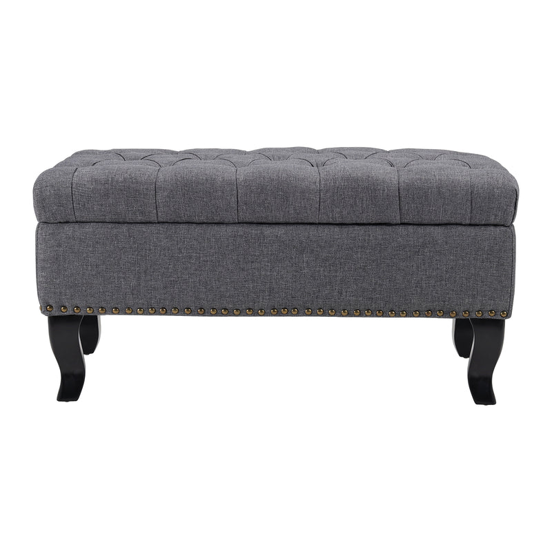 Livingandhome Rectangle Linen Ottoman Bench