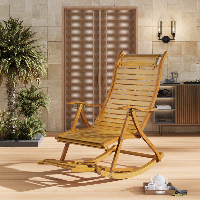 Garden Sanctuary Bamboo Rocking Chair Foldable Recliner