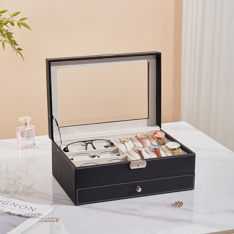 Sheonly Black Jewellery Storage Box with Transparent Lid