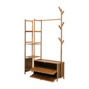Livingandhome 101cm Multi-functional Wooden Coat Rack with Storage Drawers