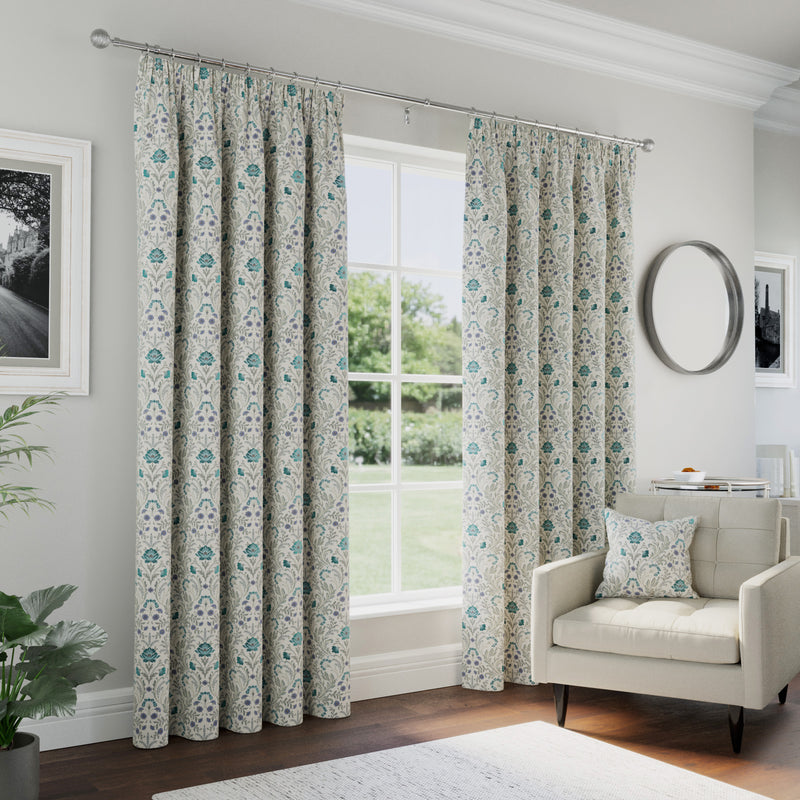 Enhanced Living Blue Floral, 100% Blackout, Thermal Curtains with Tape Top Header - Pair