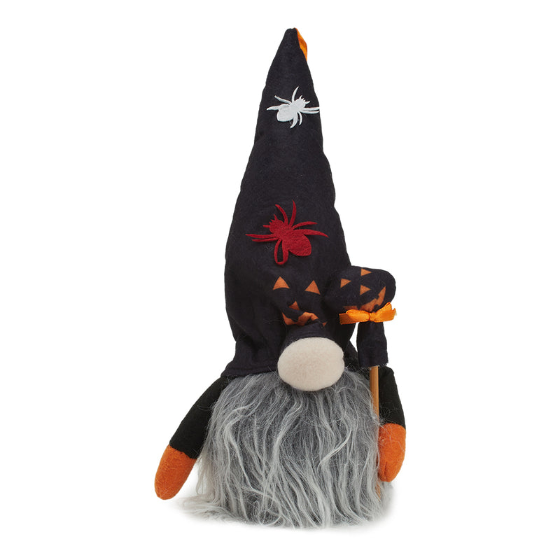 Black Halloween LED Plush Gnome with Cane