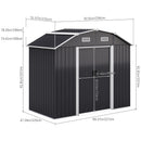 Breeins Large 7.5 x 4 ft Galvanized Steel Acrylic Storage Shed