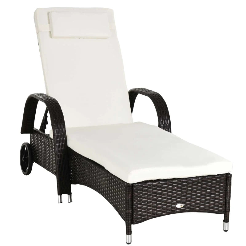 Outsunny  Rattan Sun Lounger - Brown