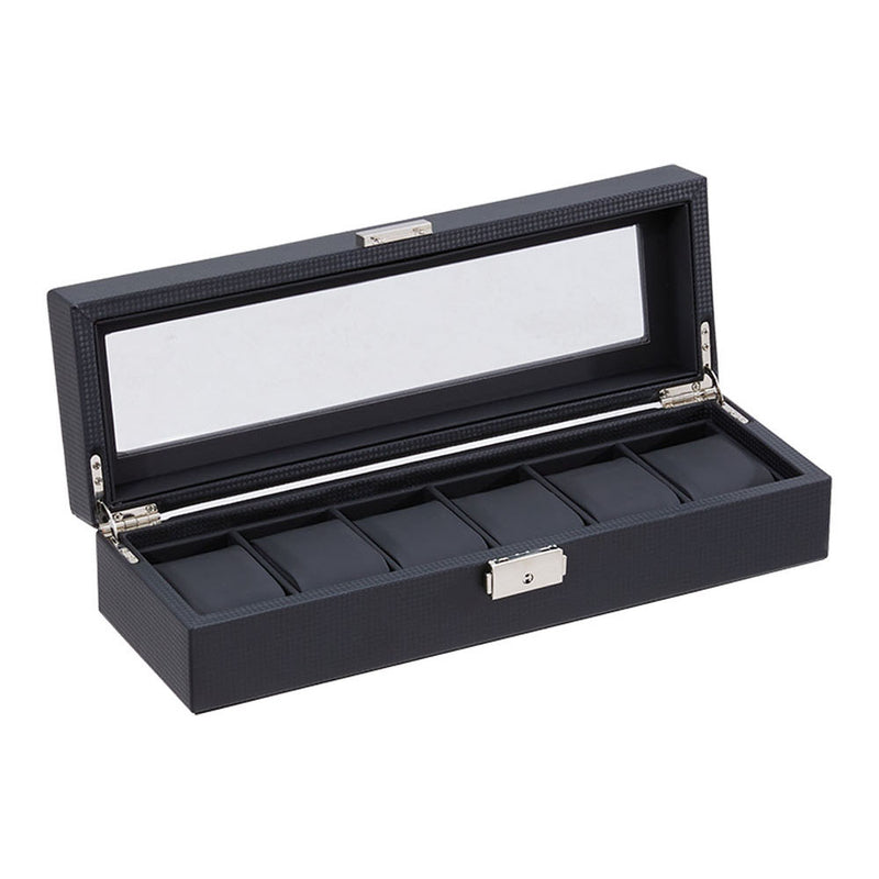 Sheonly Elegant Faux Leather Watch Display Case with 6 Slots