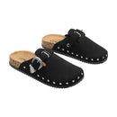 Closed-Toe Slip-On Mules Sandals - Black Studded