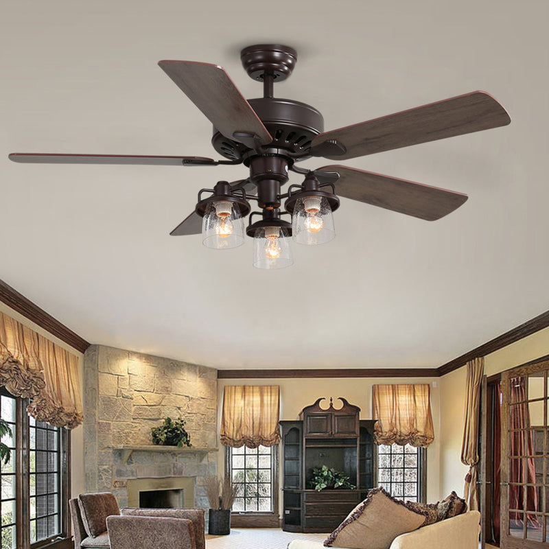 Cottonfy UK Crystalline 5-Blade Ceiling Chandelier Light with Pull Chain