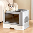 LivingandhomeEnclosed Folding Plastic Cat Litter Box with Scoop